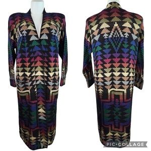 Vintage French Rags Santana Knit Colorful Sweater Coat Duster 3 L XL Western
